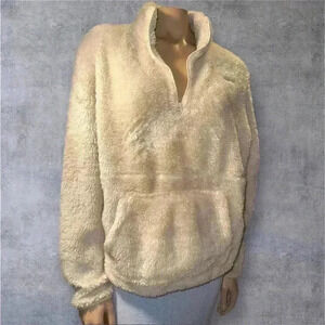 Reebok Women's Size XLarge Fog 1/4-Zip Mock Neck Sherpa Fleece Pullover